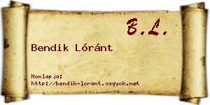 Bendik Lóránt névjegykártya